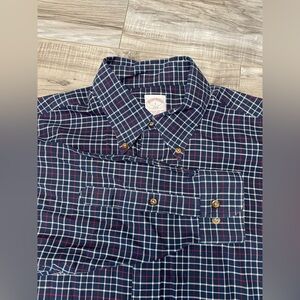 Brooks Brothers Button Down Cotton Shirt Men's Size Large Checked Long Sleeved